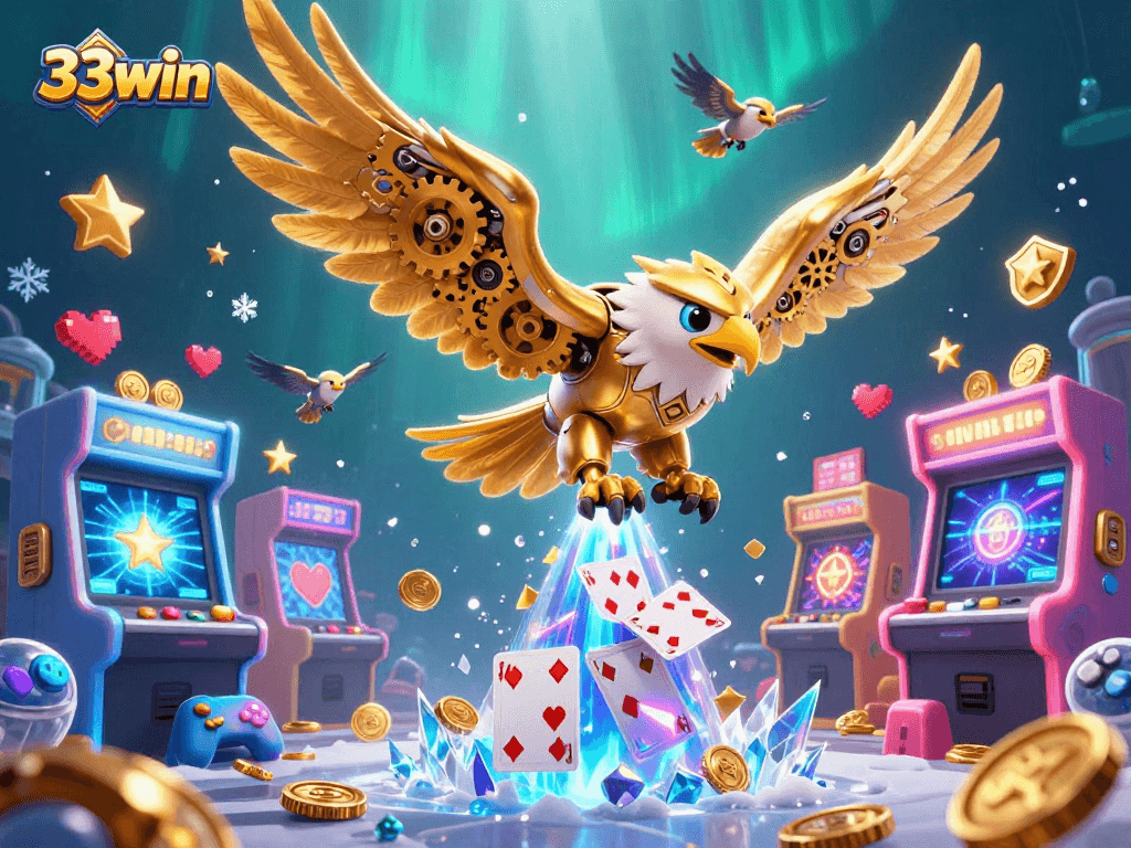 Win big at 33win with an exciting illustration of gaming and casino elements in a vibrant scene.