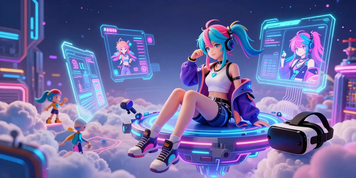 AI hentai artwork showcasing a colorful anime character in a neon-lit cyberpunk landscape, illustrating advanced AI art technology.