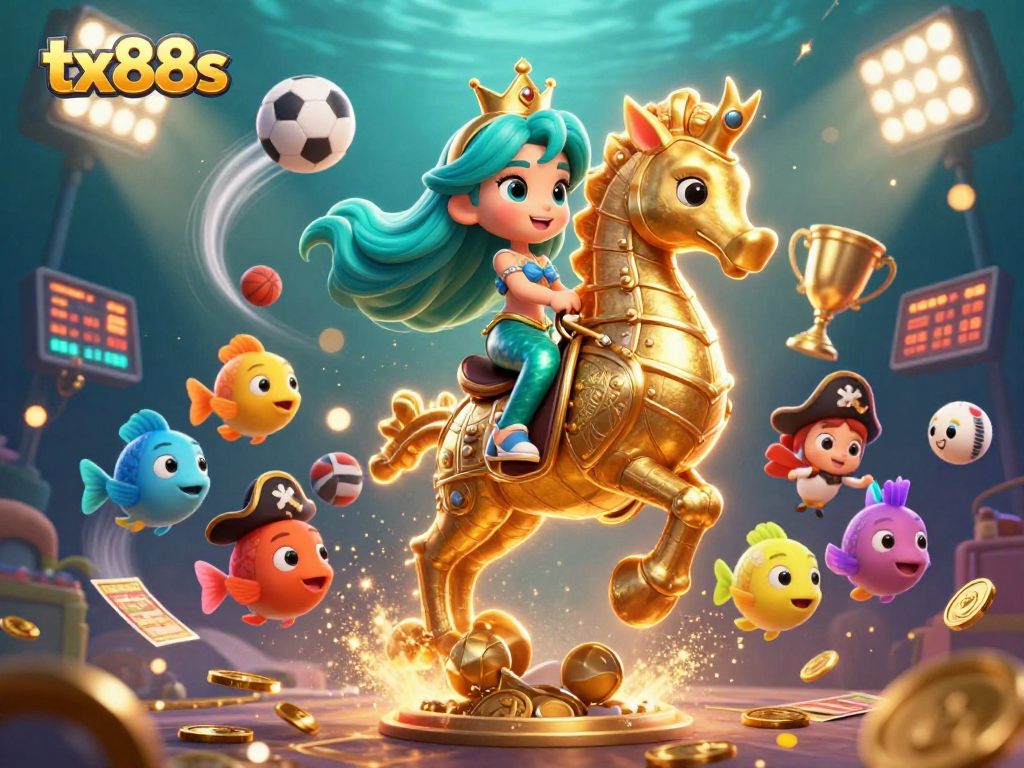 Bet on your luck with tx88s in this vibrant underwater casino-themed illustration featuring dynamic characters and gaming elements.